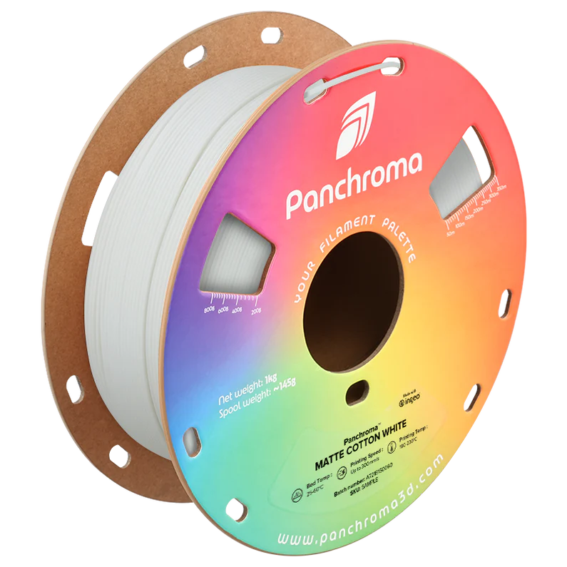 גליל פילמנט Panchroma Matte PLA צבע לבן כותנה Cotton White, פולימייקר Polymaker, גליל 1000 גרם