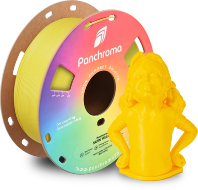 פילמנט Panchroma PLA Satin פולימייקר צבע צהוב, גליל 1000 גרם