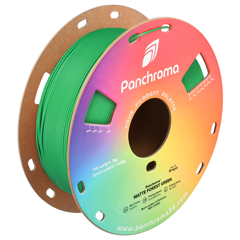 גליל פילמנט Panchroma Matte PLA צבע ירוק יער Forrest Green, פולימייקר Polymaker, גליל 1000 גרם