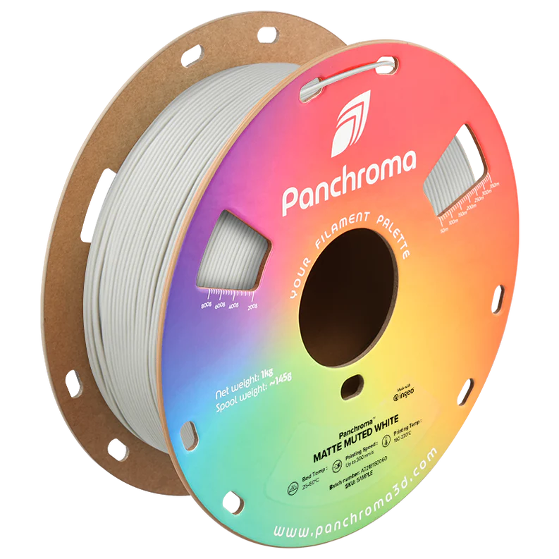 גליל פילמנט Panchroma Matte PLA צבע לבן Muted White, פולימייקר Polymaker, גליל 1000 גרם