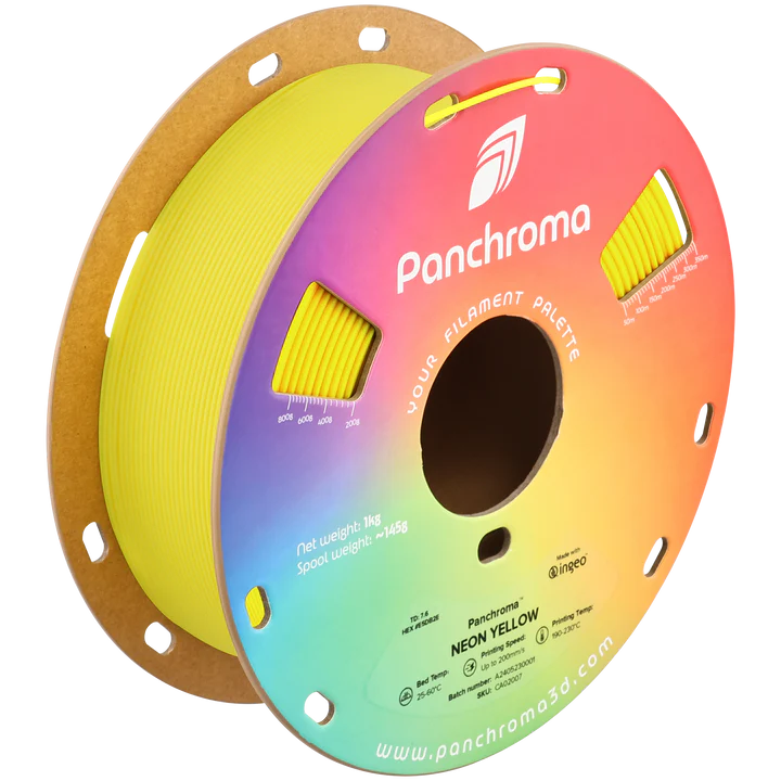 גליל פילמנט Panchroma צהוב נאון Neon Yellow, פולימייקר Polymaker, גליל 1000 גרם
