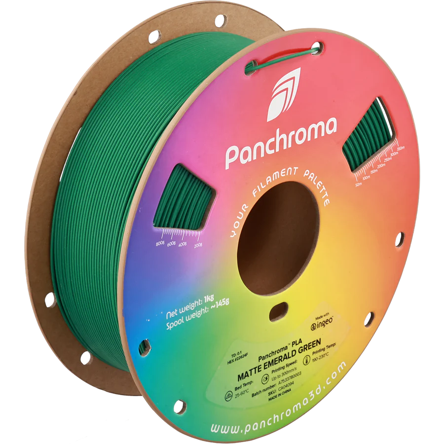 גליל פילמנט Panchroma Matte PLA צבע ירוק אמרלד Emerald Green, פולימייקר Polymaker, גליל 1000 גרם