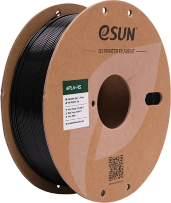 גליל פילמנט Black ePLA+HS צבע שחור, ESUN להדפסה מהירה, 1000 גרם