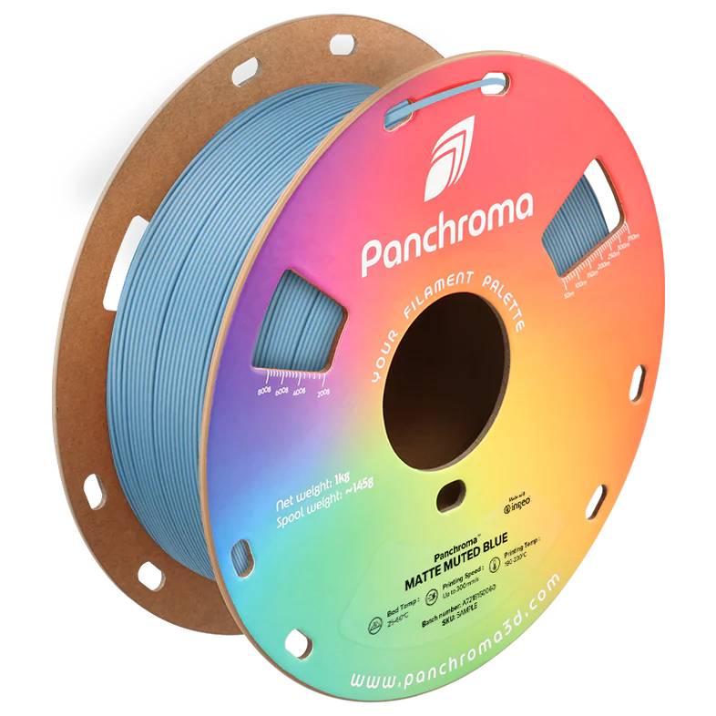 גליל פילמנט Panchroma Matte PLA צבע כחול Muted Blue, פולימייקר Polymaker, גליל 1000 גרם