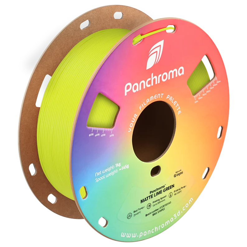 גליל פילמנט Panchroma Matte PLA צבע ירוק ליים Lime Green, פולימייקר Polymaker, גליל 1000 גרם