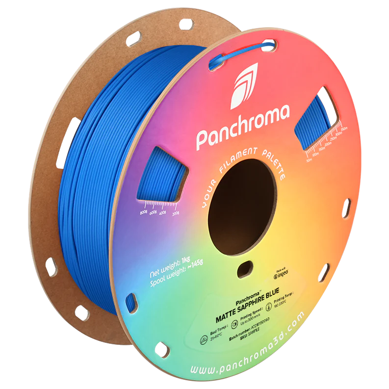 גליל פילמנט Panchroma Matte PLA צבע כחול ספיר Sapphire Blue, פולימייקר Polymaker, גליל 1000 גרם