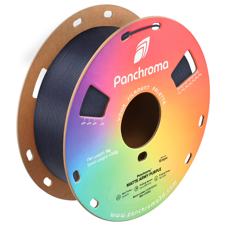 גליל פילמנט Panchroma Matte PLA צבע סגול צבאי Army Purple, פולימייקר Polymaker, גליל 1000 גרם
