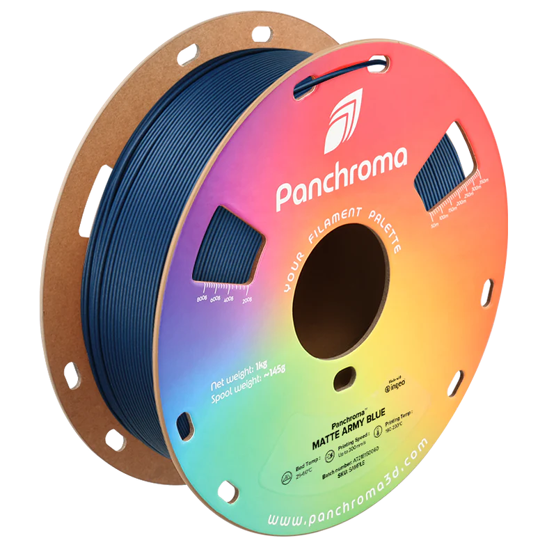 גליל פילמנט Panchroma Matte PLA צבע כחול צבאי Army Blue, פולימייקר Polymaker, גליל 1000 גרם