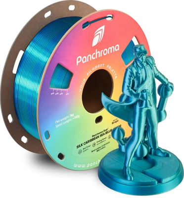 פילמנט Panchroma PLA Dual Silk פולימייקר צבע ים קאריבי (כחול-ירוק), גליל 1000 גרם