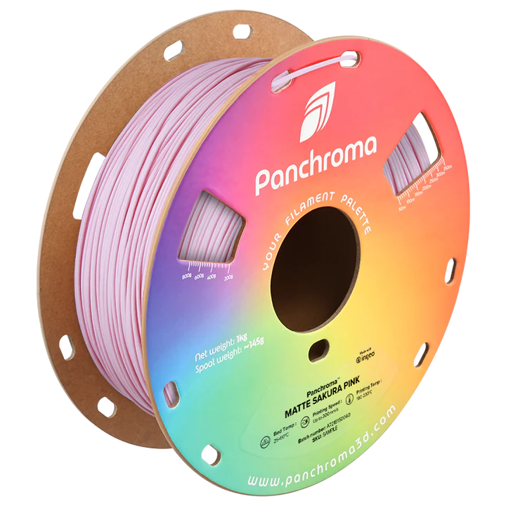 גליל פילמנט Panchroma Matte PLA צבע ורוד בהיר סקורה פריחת הדובדבן Sakura Pink, פולימייקר Polymaker, גליל 1000 גרם