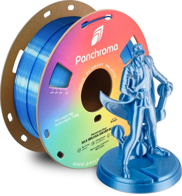 פילמנט Panchroma PLA Dual Silk פולימייקר צבע בלוגה (כסף-כחול), גליל 1000 גרם