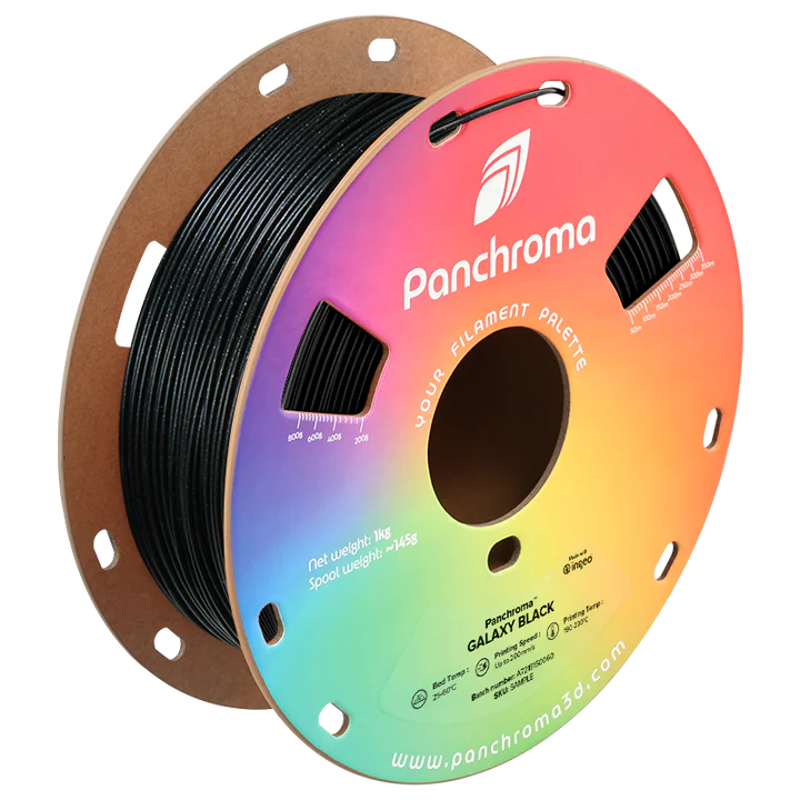 גליל פילמנט Panchroma שחור גלקסיה Galaxy Black, פולימייקר Polymaker, גליל 1000 גרם