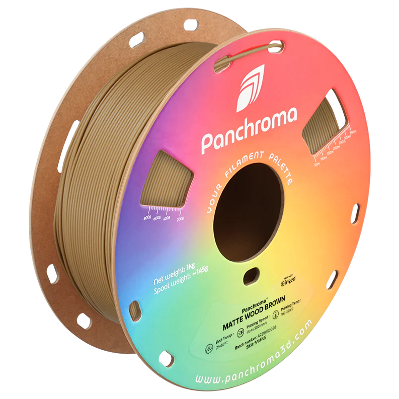 גליל פילמנט Panchroma Matte PLA צבע חום עץ Wood Brown, פולימייקר Polymaker, גליל 1000 גרם