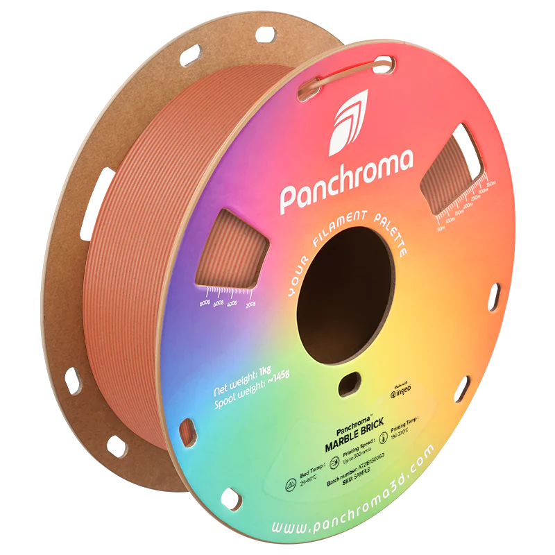 גליל פילמנט Panchroma Matte PLA צבע כתום לבנים משויש Marble Brick, פולימייקר Polymaker, גליל 1000 גרם
