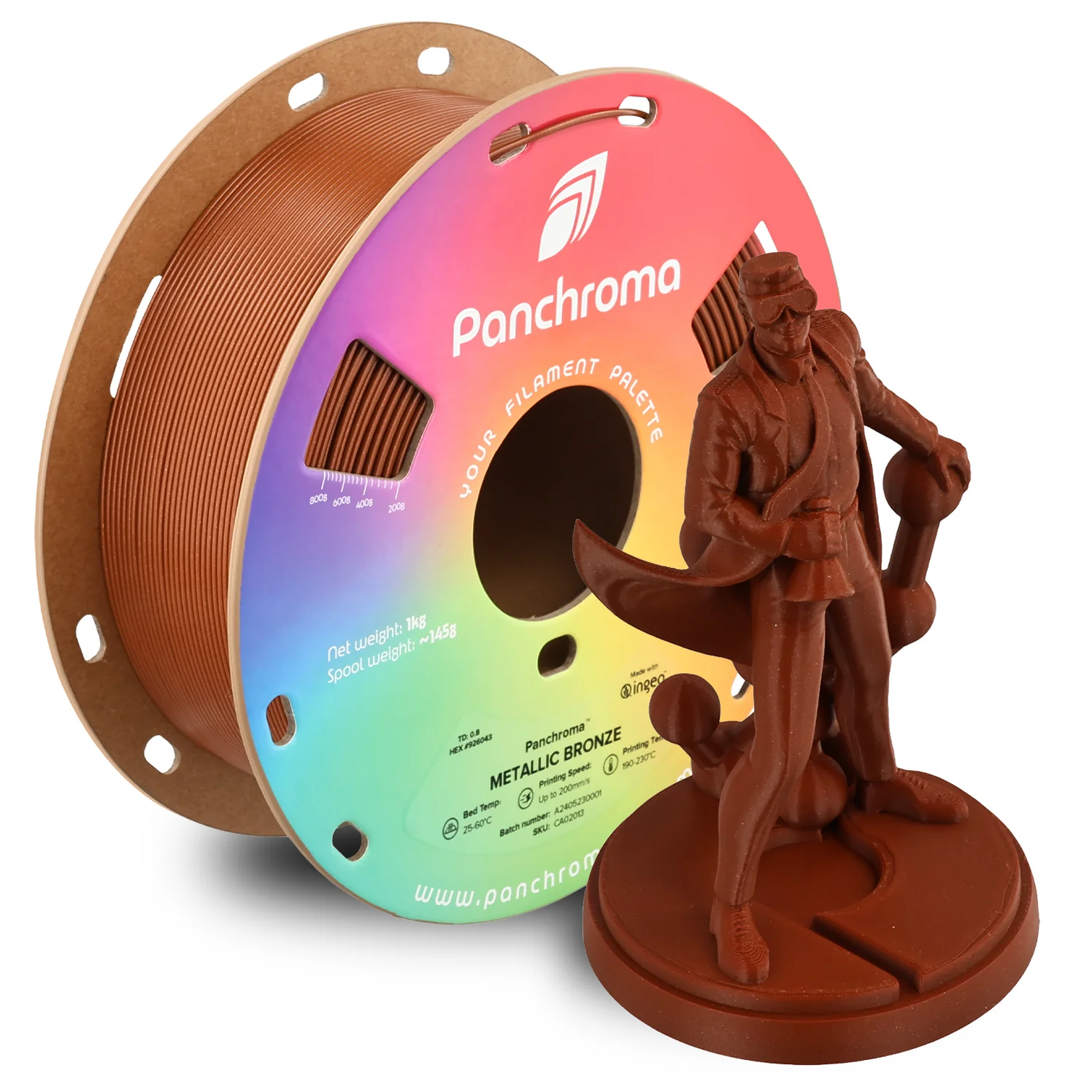 גליל פילמנט Panchroma ברונזה מטלי Metallic Bronze, פולימייקר Polymaker, גליל 1000 גרם