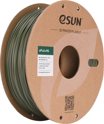 גליל פילמנט Olive Green ePLA+HS צבע ירוק זית, ESUN להדפסה מהירה, 1000 גרם