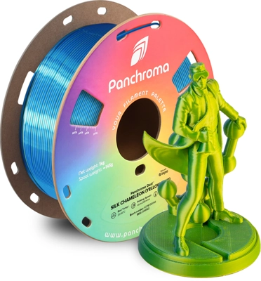 פילמנט Panchroma PLA Dual Silk פולימייקר צבע זיקית (צהוב-כחול), גליל 1000 גרם
