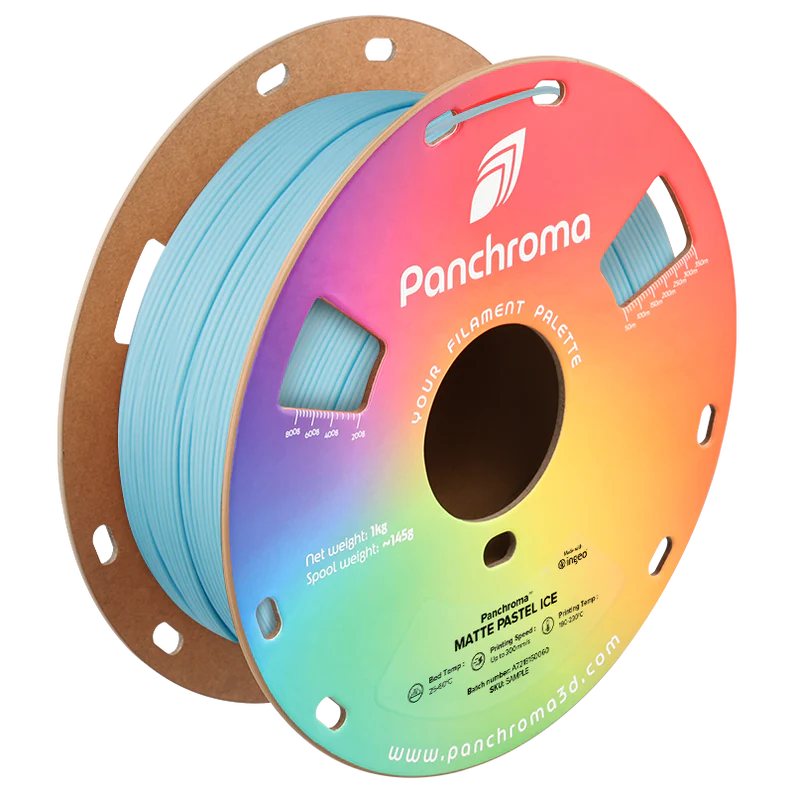 גליל פילמנט Panchroma Matte PLA צבע תכלת קרח פסטל Pastel Ice, פולימייקר Polymaker, גליל 1000 גרם