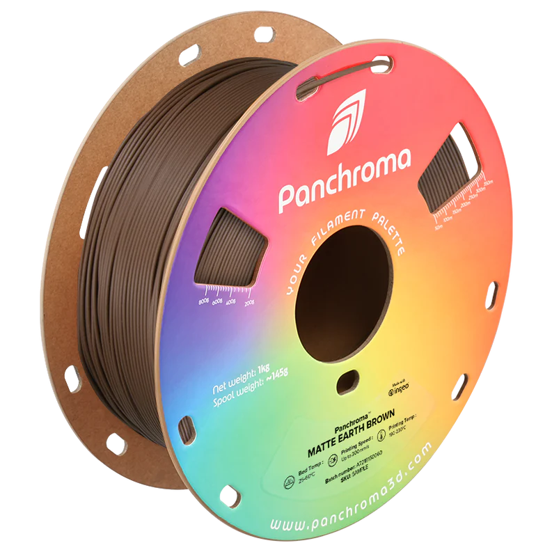 גליל פילמנט Panchroma Matte PLA צבע חום אדמה Earth Brown, פולימייקר Polymaker, גליל 1000 גרם