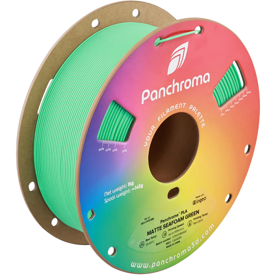גליל פילמנט Panchroma Matte PLA צבע ירוק אצה Seafoam Green, פולימייקר Polymaker, גליל 1000 גרם